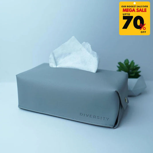 PU Leather Tissue Box - Grey
