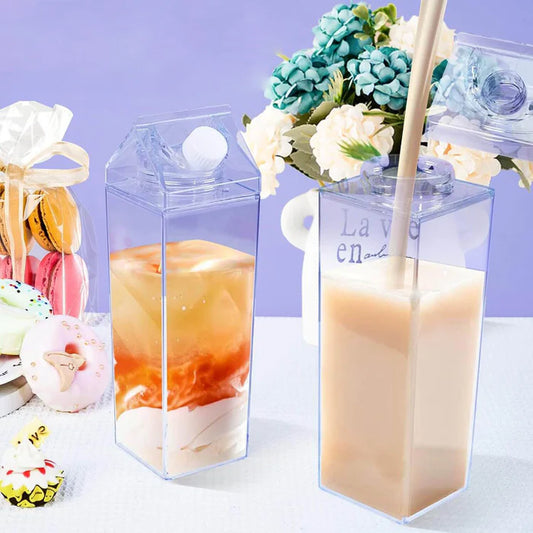 Milk Carton Design Acrylic Water Bottle