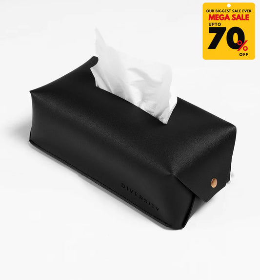 PU Leather Tissue Box - Black