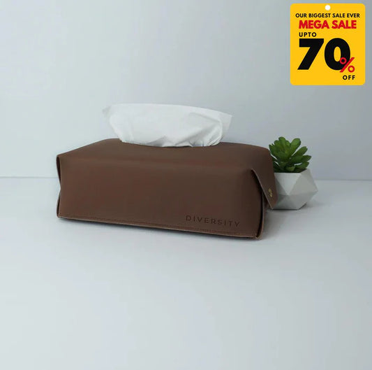 PU Leather Tissue Box - Dark Brown